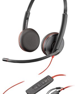 Poly Blackwire 3225 Stereo USB-C Headset +3.5MM Plug +usb-c/a Adapter (bulk)